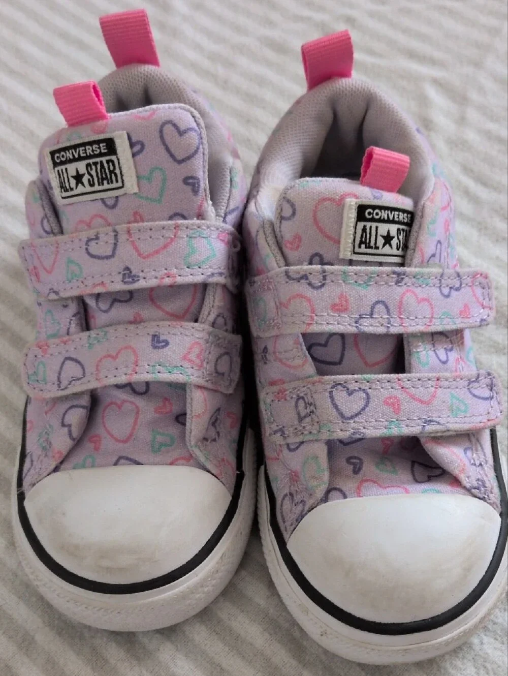 Converse Kids Pastel Heart Print Velcro Sneakers - Pink Accents